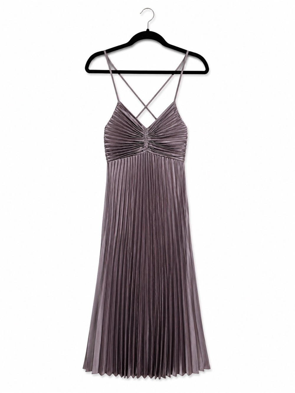Banana Republic Pleated Satin Midi Dress Mauve Size 0